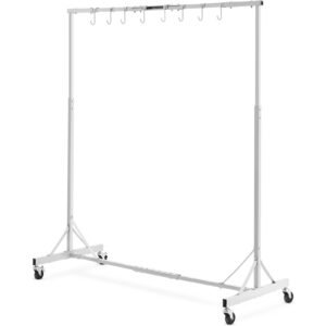 painting rack, 5 ft 7 ft adjustable height, 66 lbs capacity automotive paint rack stand, 8 hooks painting drying rack with 4 swiveling wheels, auto body stand for auto repair shops & garage