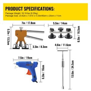paintless dent removal rods, 89 pcs paintless dent repair tools, golden lifter puller car dent repair kit, glue puller tabs dent puller kit for auto dent removal, minor dents, door dings