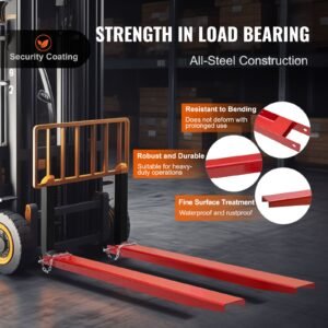 pallet fork extensions, 72" length 4.5" width, heavy duty carbon steel fork extensions for forklifts, 1 pair forklift extensions with pins, forklift fork attachments for forklift truck, red