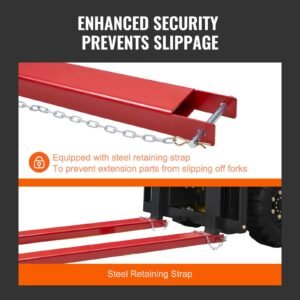 pallet fork extensions, 72" length 4.5" width, heavy duty carbon steel fork extensions for forklifts, 1 pair forklift extensions with pins, forklift fork attachments for forklift truck, red