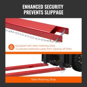 pallet fork extensions, 82" length 4.5" width, heavy duty carbon steel fork extensions for forklifts, 1 pair forklift extensions with pins, forklift fork attachments for forklift truck, red