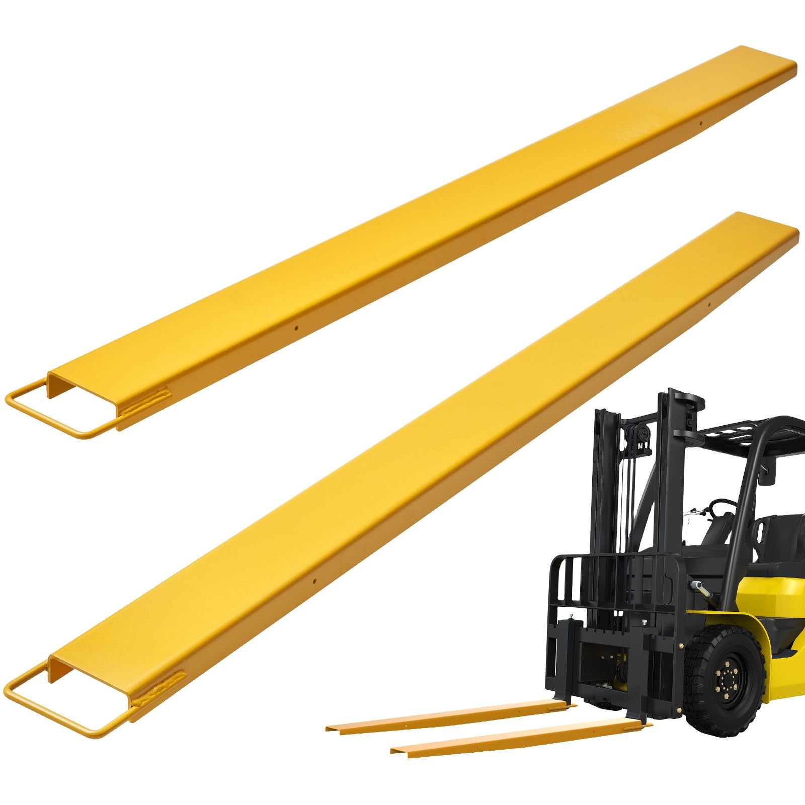 pallet fork extensions, 84" length 4.5" width, heavy duty carbon steel fork extensions for forklifts, 1 pair forklift extensions, industrial forklift fork attachments for forklift truck, yellow