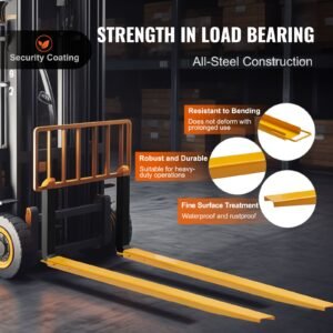 pallet fork extensions, 96" length 5.5" width, heavy duty carbon steel fork extensions for forklifts, 1 pair forklift extensions, industrial forklift fork attachments for forklift truck, yellow