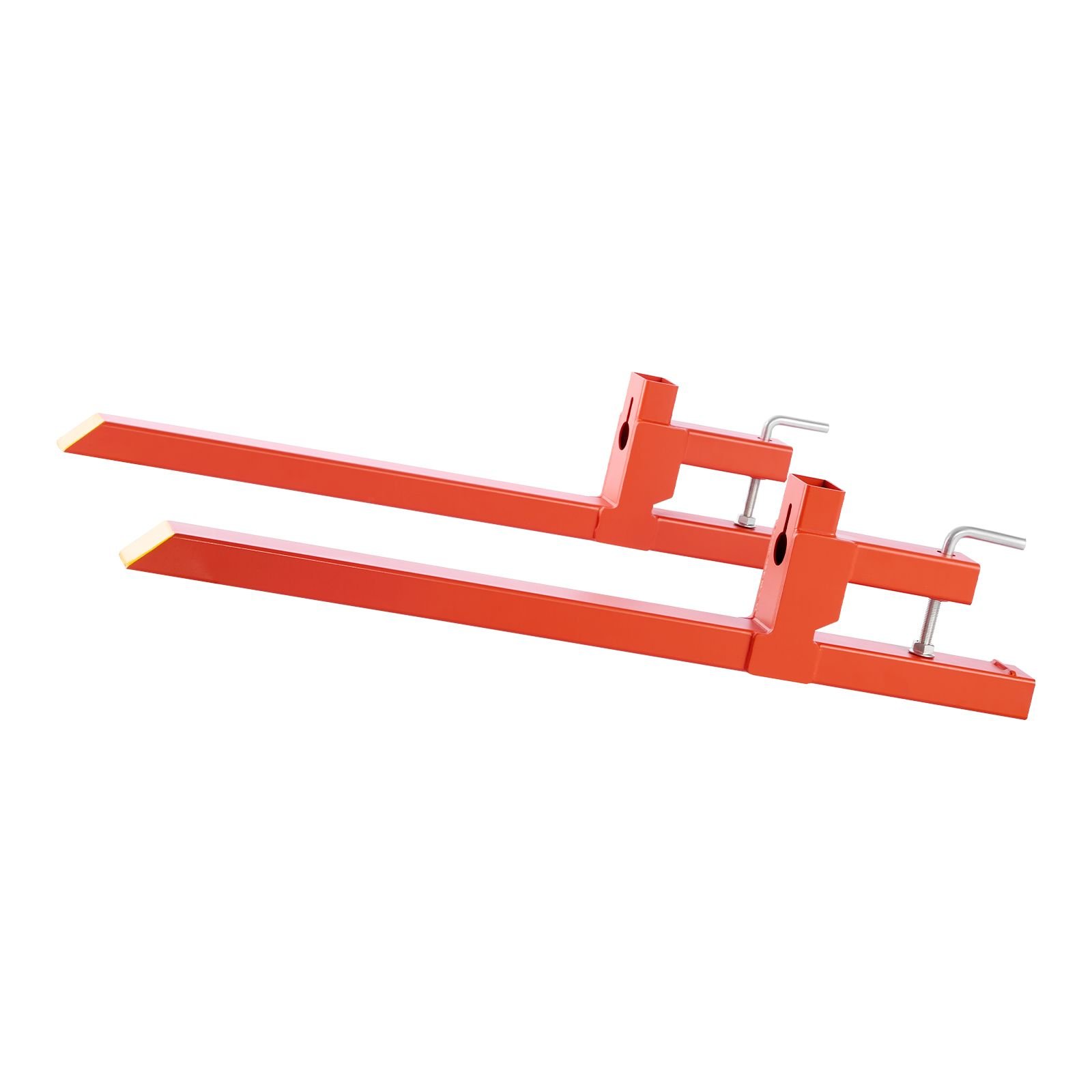 pallet forks, 2000 lbs clamp on pallet forks, 43 inch total length heavy duty quick attach tractor fork compatible with tractor attachments, loader bucket, and skid steer, orange