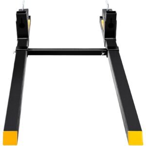 pallet forks, 2000 lbs tractor bucket forks, 60" total length clamp on pallet forks with adjustable stabilizer bar, heavy duty pallet forks for tractor attachments, skid steer, loader bucket