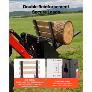 pallet forks, 4000 lbs clamp on pallet forks, 60 inch total length heavy duty tractor fork with anti tilt bar & adjustable stabilizer bar, fit for loader bucket skid steer tractor, black