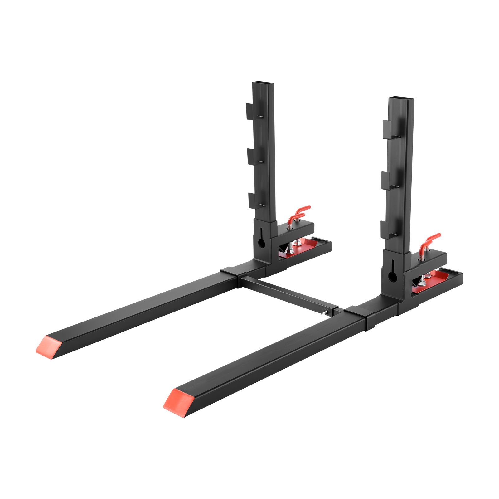 pallet forks, 4000 lbs clamp on pallet forks, 60 inch total length heavy duty tractor fork with anti tilt bar & adjustable stabilizer bar, fit for loader bucket skid steer tractor, black