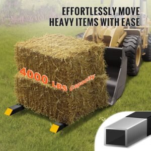 pallet forks, 4000 lbs clamp on pallet forks, 60" total length heavy duty pallet forks with adjustable stabilizer bar, tractor bucket forks for tractor attachments, skid steer, loader bucket