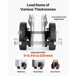 panel dolly, 1000 lbs load capacity, drywall mover with 10 inch rubber wheels fits different terrain, adjustable clamp panel cart for steel panels, mattress, doors and drywall sheet, black