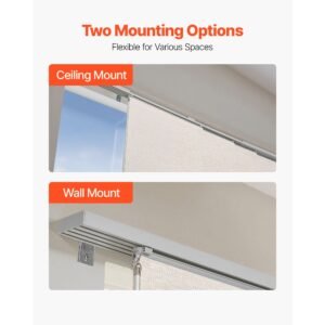 panel track blinds, extendable track from 45.8 in to 86 in w, trimmable panel curtains up to 96 in h, adjustable vertical panel blinds for sliding doors, patio doors, room divider, light brown