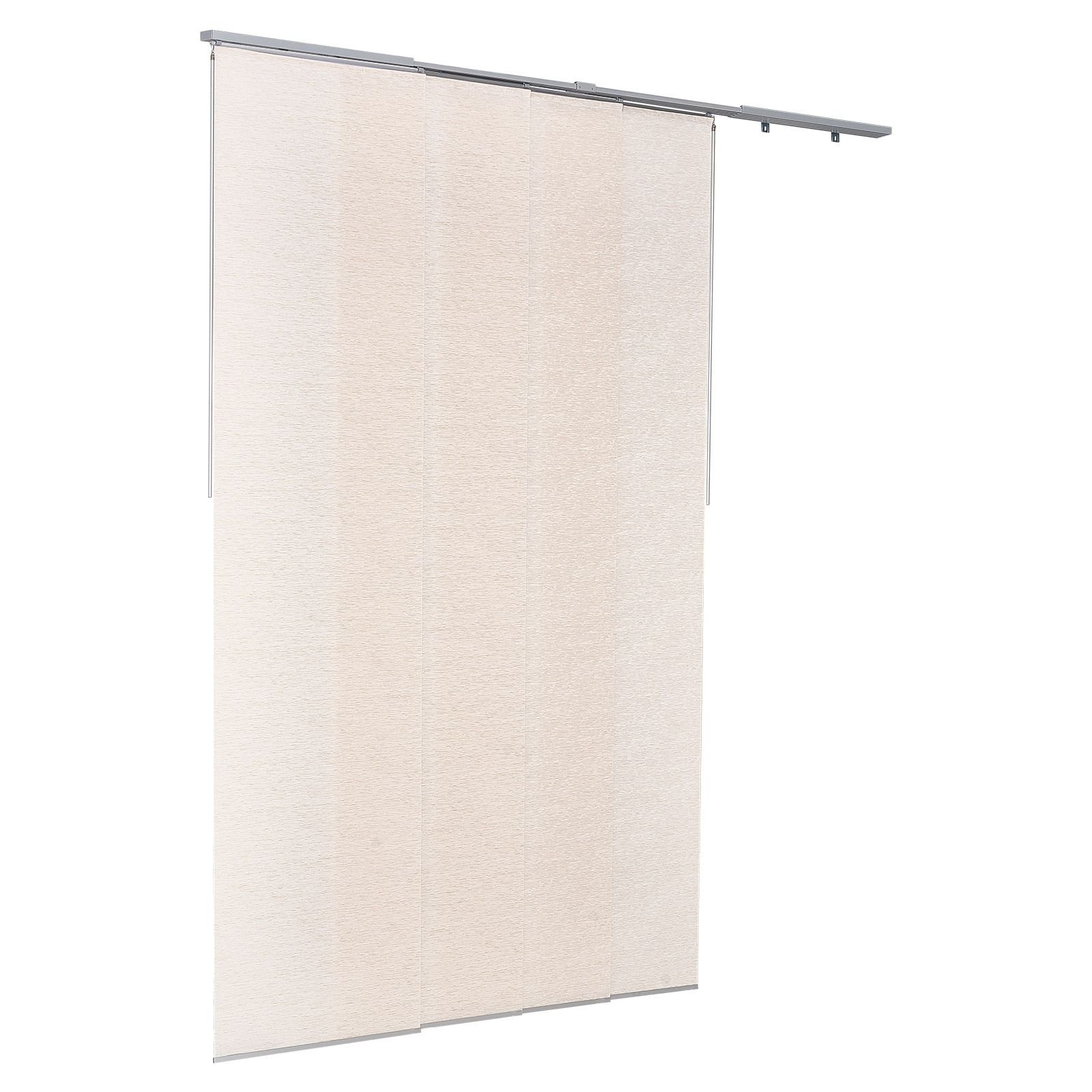 panel track blinds, extendable track from 45.8 in to 86 in w, trimmable panel curtains up to 96 in h, adjustable vertical panel blinds for sliding doors, patio doors, room divider, light brown
