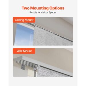 panel track blinds, extendable track from 45.8 in to 86 in w, trimmable panel curtains up to 96 in h, adjustable vertical panel blinds for sliding doors, patio doors, room divider, window, gray