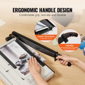 paper cutter, guillotine trimmer, 15" cut length, 16 sheets capacity, heavy duty guillotine paper cutter with guard rail/blade lock for cardstock/cardboard, paper trimmer for home office school