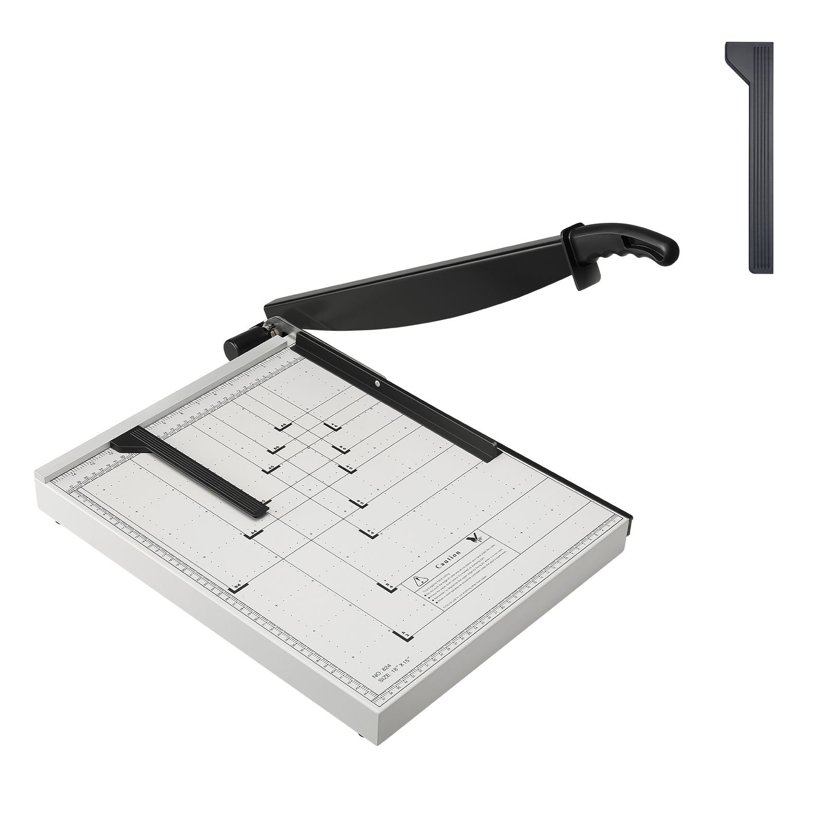 paper cutter, guillotine trimmer, 18" cut length, 15 sheets capacity, heavy duty guillotine paper cutter with guard rail/blade lock for cardstock/cardboard, paper trimmer for home office school