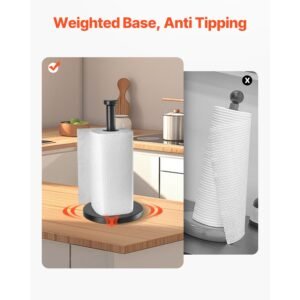 paper towel holder countertop, stainless steel kitchen paper towel stand with weighted base and suction cups, non slip countertop kitchen paper roll holders for kitchen bathroom
