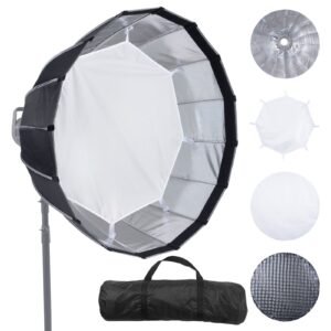 Parabolic Softbox, 33 in / 850 mm, Quick Release and Quick Fold, Lightweight and Portable, Universal Bowens Mount, 4 Lighting Effects, Fits for Professionoal Photography, Daily Filming