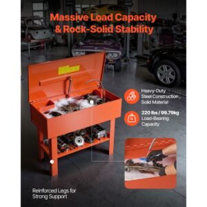 parts washer 40 gallon, 17 gallon solvent capacity, 1 gallon per minute max pump output, steel cabinet electric pump automotive parts washer cleaner for wheel bearings, gears, and carburetors