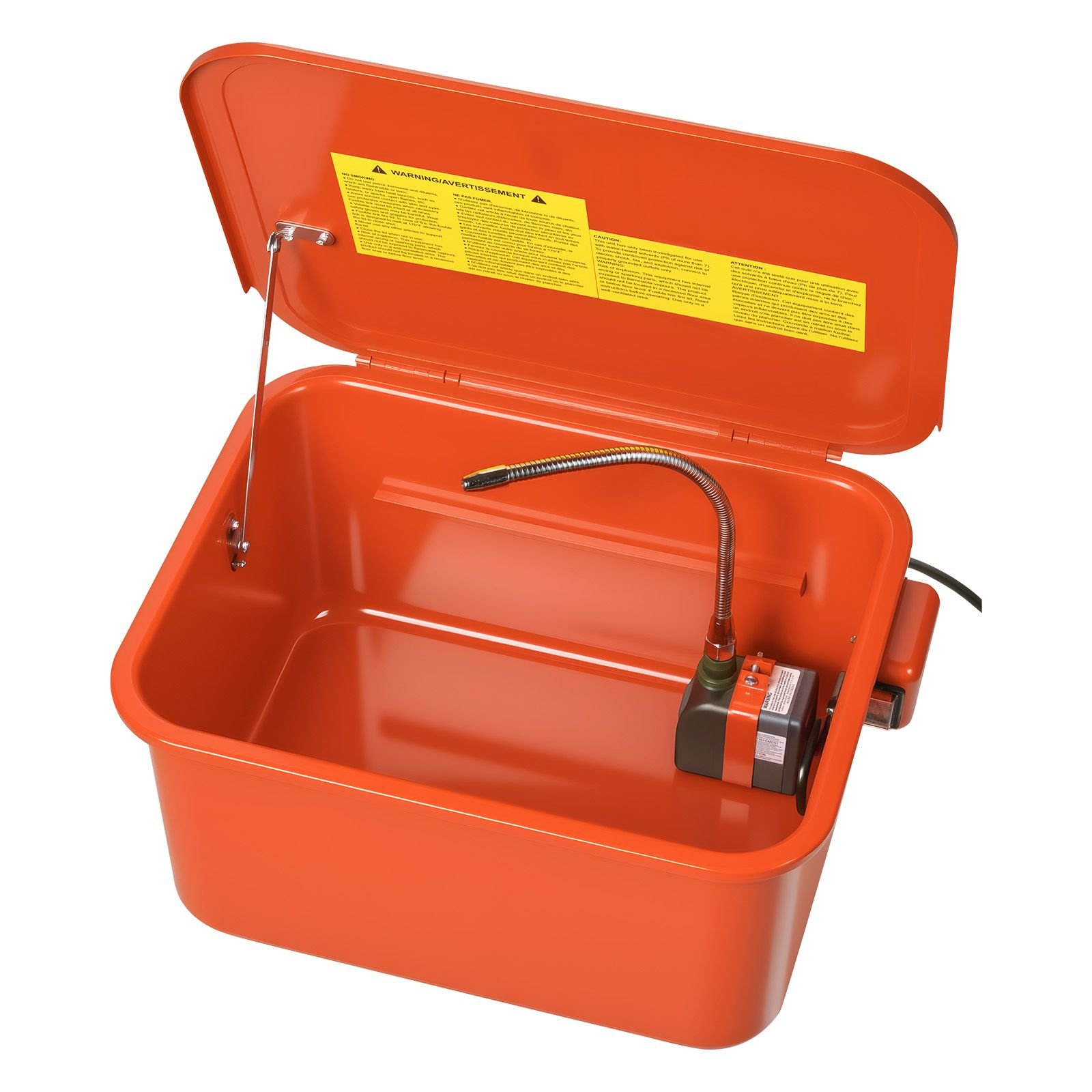parts washer 5 gallon, 3.5 gallon solvent capacity, 0.4 gallon per minute max pump output, portable steel automotive parts cleaner with electric pump for wheel bearings, gears, and carburetors