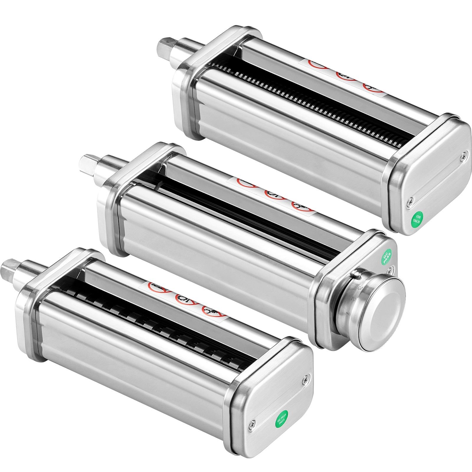 pasta attachment for kitchenaid stand mixer, stainless steel pasta roller cutter set including pasta sheet roller, spaghetti and fettuccine cutter, 8 adjustable thickness knob pasta maker, 3pcs