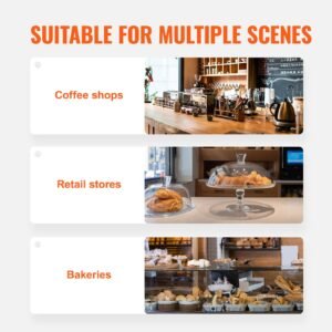 pastry display case, 3 tier commercial countertop bakery display case, acrylic display box with rear door access & removable shelves, keep fresh for donut bagels cake cookie, 20.7"x17"x16.3"