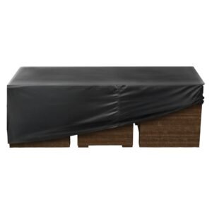 patio furniture cover, 420d heavy duty waterproof outdoor dining table and chairs cover, large rectangular patio table covers with air vent for all weather, 126l x 63w x 28h inch, black
