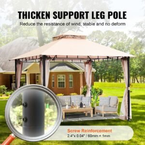 patio gazebo for 6 8 person, 10 x 10 ft backyard gazebo, with mosquito netting, metal frame, and pu coated 180g polyester, outdoor canopy shelter for patio, backyard, lawn, garden, deck