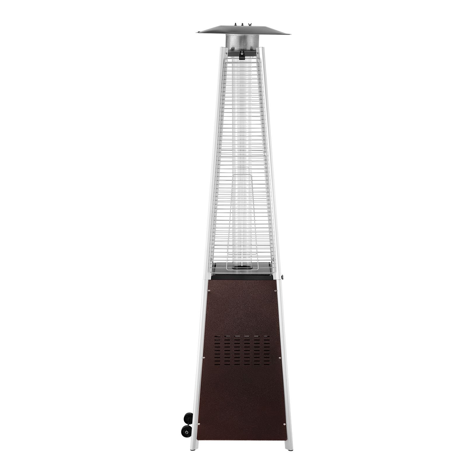 patio heater for outdoor use, 48000btu pyramid propane heater w/wheels, quartz glass tube outdoor patio flame heater for patio, party, backyard, garden, decoration, hammered bronze