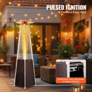 patio heater for outdoor use, 48000btu pyramid propane heater w/wheels, quartz glass tube outdoor patio flame heater for patio, party, backyard, garden, decoration, hammered bronze