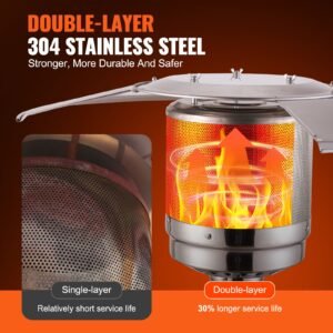 patio heater for outdoor use, 50000btu propane heater tall hammered with round table design, metal burner and wheels, fixed outdoor patio flame heater for patio, party, backyard, garden, bronze