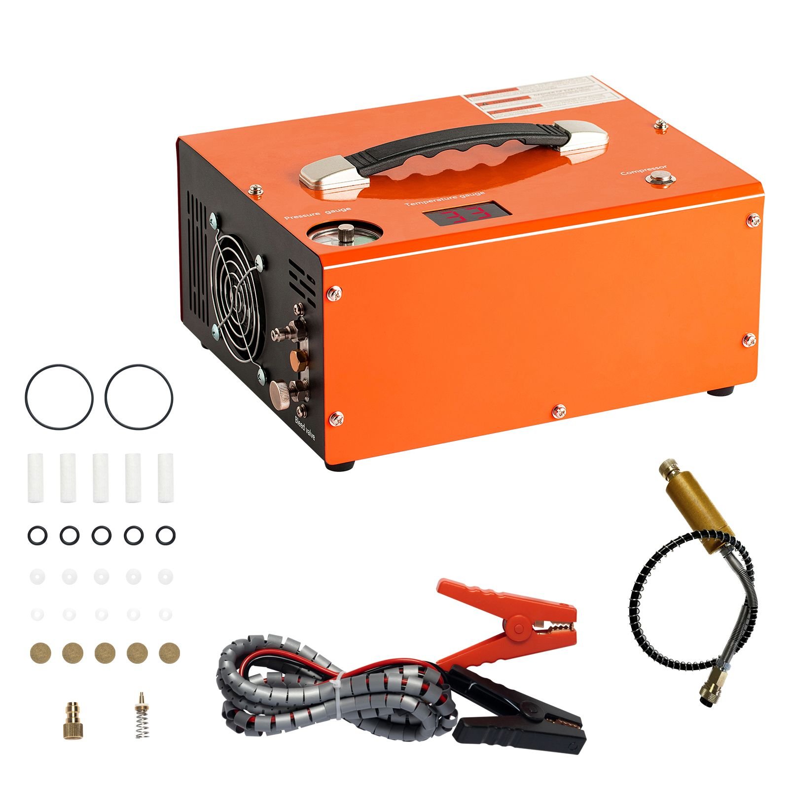 pcp air compressor, 4500psi portable pcp airgun compressor with built in converter, auto stop | dc12v/ac120v | oil & water free paintball tank compressor pump for air rifle, scuba diving bottle