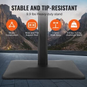 pedestal sign holder, 11 x 17 inch vertical and horizontal adjustable poster stand, heavy duty floor standing sign holder with metal base for display, advertisement, and outdoor, black