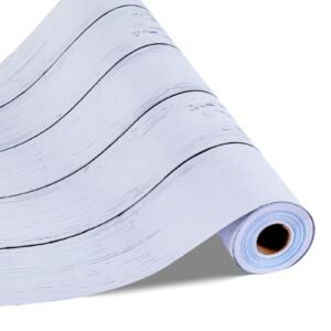 peel and stick wallpaper, 17.7 x 472.4 inch contact paper white wood textured waterpoof self adhesive, easy to clean & peel wall decorative vinyl roll for bedroom kitchen bathroom office desk