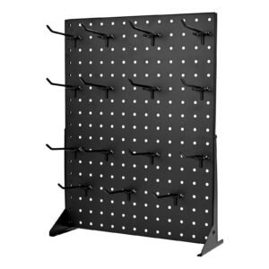 pegboard display stand, 17 x 13 inch tabletop pegboard display stand with 15 hooks, thickened cold rolled steel peg board panel for grocery, retail store and jewelry shop, black (1 pcs)