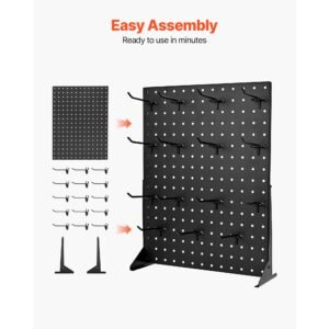 pegboard display stand, 17 x 13 inch tabletop pegboard display stand with 30 hooks, thickened cold rolled steel peg board panel for grocery, retail store and jewelry shop, black (2 pcs)