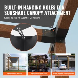 pergola bracket kit 4''x4''(inner size 3.6x3.6), 2pcs 4 way heavy duty corner bracket woodworks diy post base kit, easy installation wooden beams for gazebos, patio pergolas, log cabin outdoor