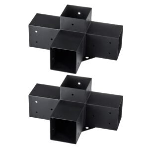 pergola bracket kit 4''x4''(inner size 3.6x3.6), 2pcs 4 way heavy duty corner bracket woodworks diy post base kit, easy installation wooden beams for gazebos, patio pergolas, log cabin outdoor