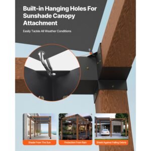 pergola bracket kit, 6x6 inch (inner size 5.5x5.5), 4 pcs 3 way heavy duty corner bracket woodworks diy post base kit, easy installation wooden beams for gazebos, patio pergolas, log cabin