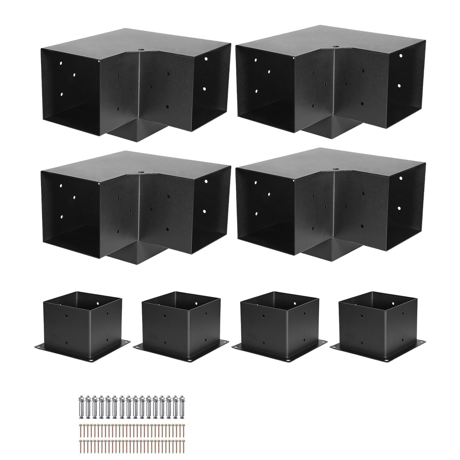 pergola bracket kit, 6x6 inch (inner size 5.5x5.5), 4 pcs 3 way heavy duty corner bracket woodworks diy post base kit, easy installation wooden beams for gazebos, patio pergolas, log cabin