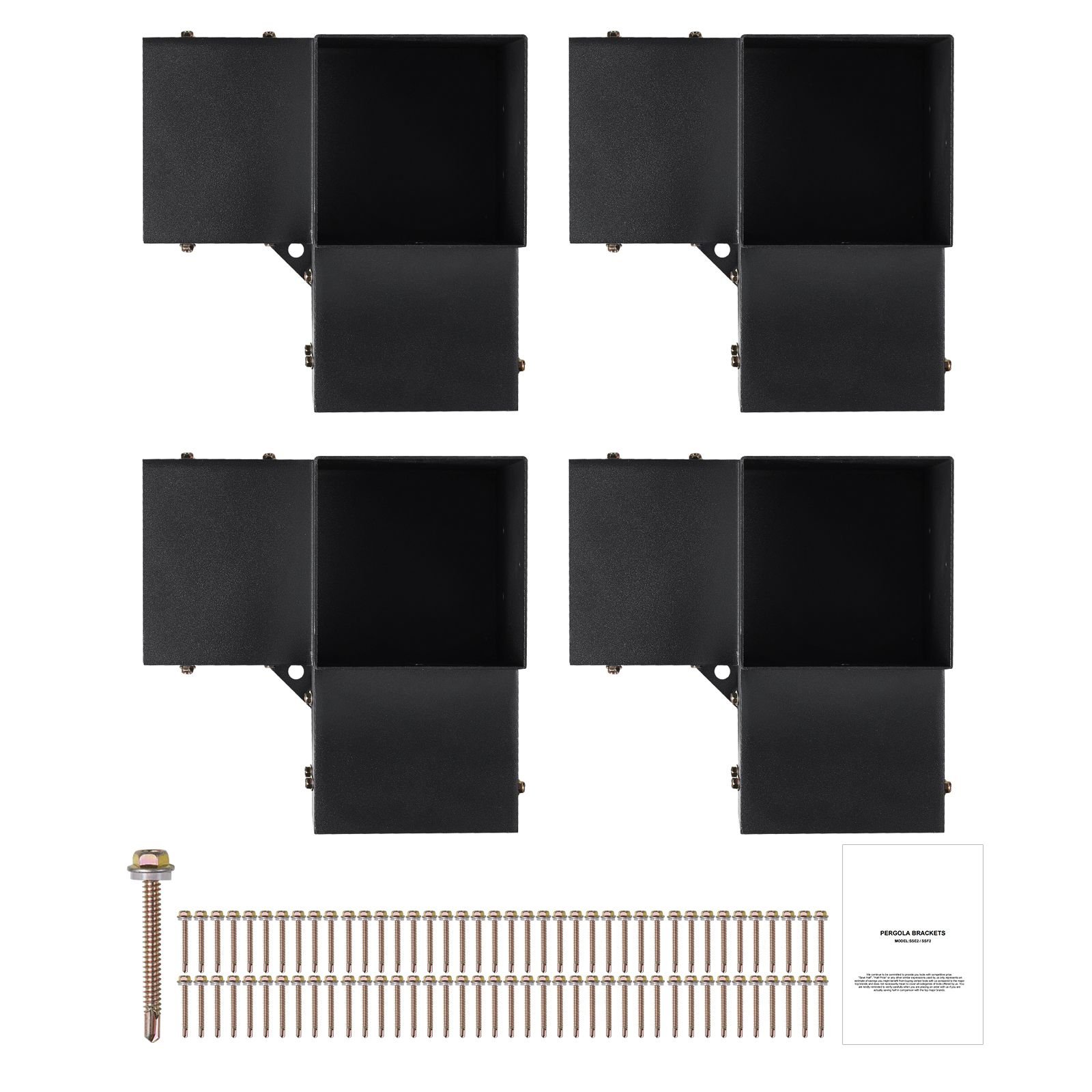 pergola bracket kit 6''x6''(inner size 5.6x5.6), 4pcs 3 way heavy duty corner bracket woodworks diy post base kit, easy installation wooden beams for gazebos, patio pergolas, log cabin outdoor