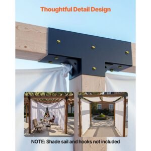 pergola kit 4 pack, t shaped 4x4 (actual 3.5x3.5 inch), 3 way pergola brackets diy woodworking gazebo bracket kit with screws for 3.5x3.5 inch wood beams in actual size for outdoor party banquet