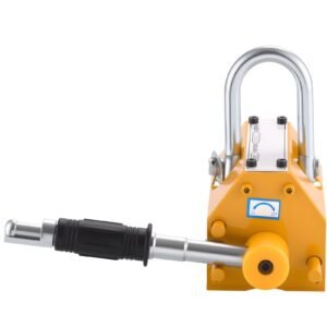 permanent magnetic lifter, 880 lbs pulling capacity, heavy duty n42 neodymium lifting magnet with release handle and steel hook, used in shop crane and hoist, for lifting plate steel, board