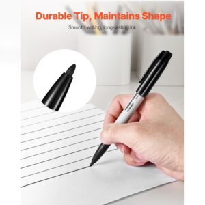 permanent markers, 36 pack black permanent marker set, quick drying & fade resistant, fine point markers for plastic, paper, metal, and more
