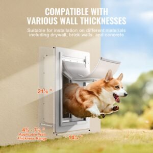 pet door, 9.29" x 13.19" metal frame with lock and 3 flap system, weatherproof doggy door, easy to install in interior or exterior walls, pet door suitable for cat doggie kitties (white small)