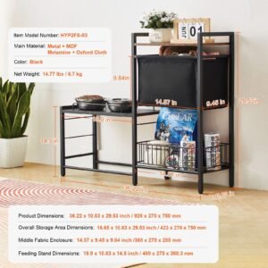 pet feeding station with storage, elevated dog bowls, raised dog bowl stand, dog food storage and feeder station with storage shelves, pet toy storage organizer, for large medium small dogs