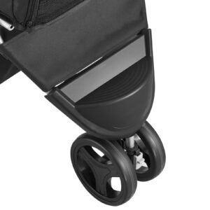 pet stroller, 35 lbs weight capacity, foldable dog stroller cart, 3 wheels cats stroller with mesh windows and cup holders, portable pet carrier stroller with brake, for small to medium pets