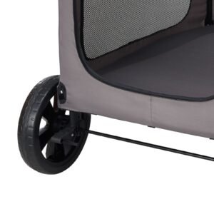 pet stroller, 4 wheels dog stroller with brakes, 160lbs weight capacity, portable puppy stroller carrier with breathable mesh windows & height adjustable height, animal stroller for cats & dogs