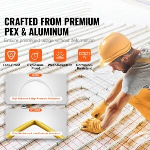 pex al pex tube, 984ft, 5/8'' diameter aluminum plastic composite pipe oxygen barrier radiant floor pex pipe, 0.08'' thickness radiant heat floor plumbing inner aluminum layer pex tubing pipe