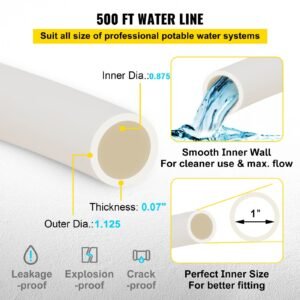 pex pipe, 1 inch x 500 ft pex tubing, non oxygen barrier white pex b pipe, flexible pex water line for rv sewer hose, plumbing, radiant heating