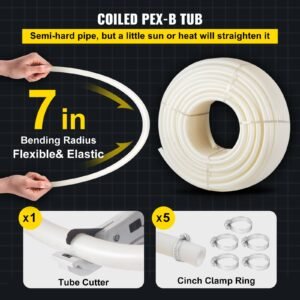 pex pipe, 1 inch x 500 ft pex tubing, non oxygen barrier white pex b pipe, flexible pex water line for rv sewer hose, plumbing, radiant heating