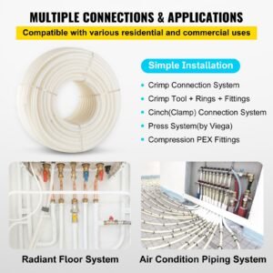 pex pipe, 1 inch x 500 ft pex tubing, non oxygen barrier white pex b pipe, flexible pex water line for rv sewer hose, plumbing, radiant heating